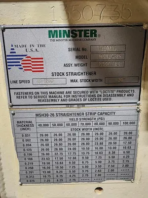 USED MINSTER MEF5-20; MRH10-26; MSH-20-26