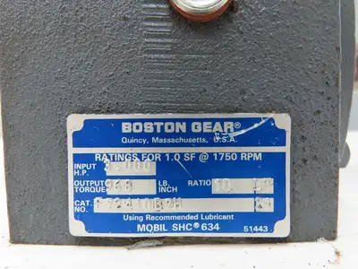 Boston Gear F72410B7H Worm Gearbox 10:1 Reducer 3Hp 175rpm 143/145TC Dual Shaft