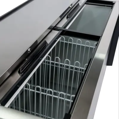 Magic Chef 50 IN. W 16 CU. FT. COMMERCIAL BEVERAGE COOLER REFRIGERATOR WITH SLIDING DOOR IN BLACK