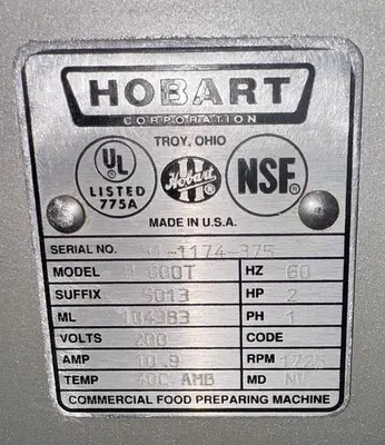 Used 1999 HOBART H600T Planetary Mixers Ohio US | Palm Beach Restaurant Equipment, LLC #1421248