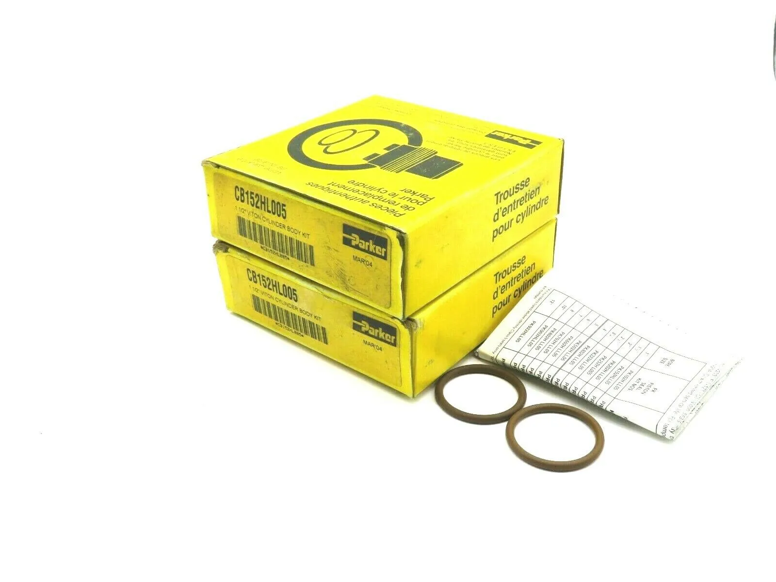 NEW LOT OF 2 PARKER CB152HL005 1 1/2 " VITON CYLINDER BODY KIT