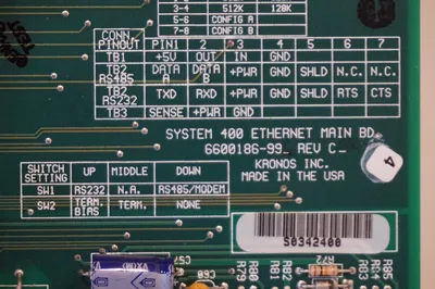 USED KRONOS 6600186-996 PC BOARD REV.C 6600186996
