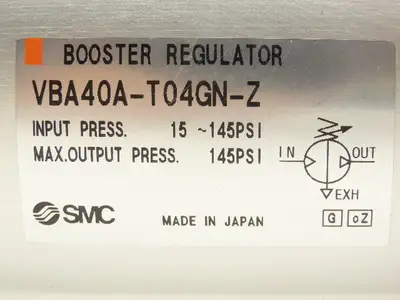 SMC VBA40A-T04GN-Z Pneumatic Air Booster Regulator 15-145psi 1/2"npt