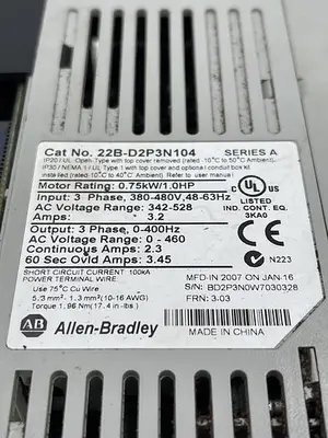 USED ALLEN-BRADLEY ALLEN-BRADLEY 22B-D2P3N104 SER A