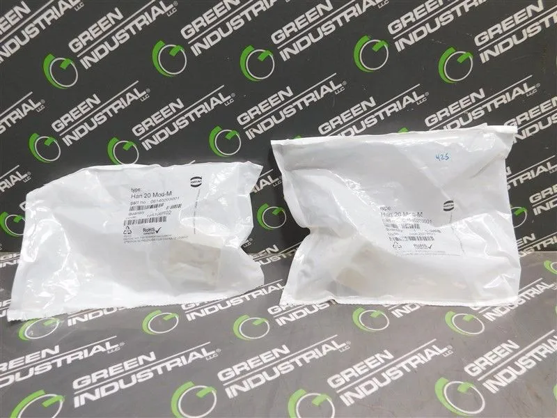 Lot of 2 Harting 09140203001 Male Han Modular EEE Connectors Han 20 Mod-M New