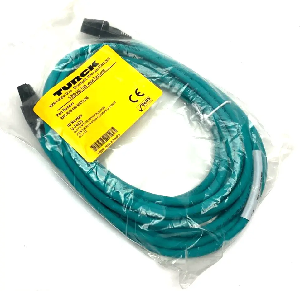 New | in-Stock Turck Double Ended Ethernet Cordset, RJ45 Ends, U-74275 PLC Ethernet Equipment Michigan US | Maverick Industrial Sales #1414329