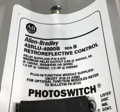Allen Bradley 42RLU-4000B Retroreflective Control PhotoSwitch 4F