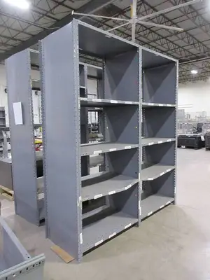 GRAY METAL SHELVING UNITS- DOUBLE WIDE