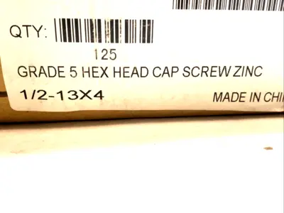 USED ENDRIES HEX CAP SCREWS 1/2-13X4 ZINC BOX OF 95