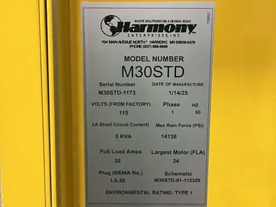 New | in-Stock 2025 HARMONY ENTERPRISES M30STD Balers Ohio US | HGR 24 #1482269