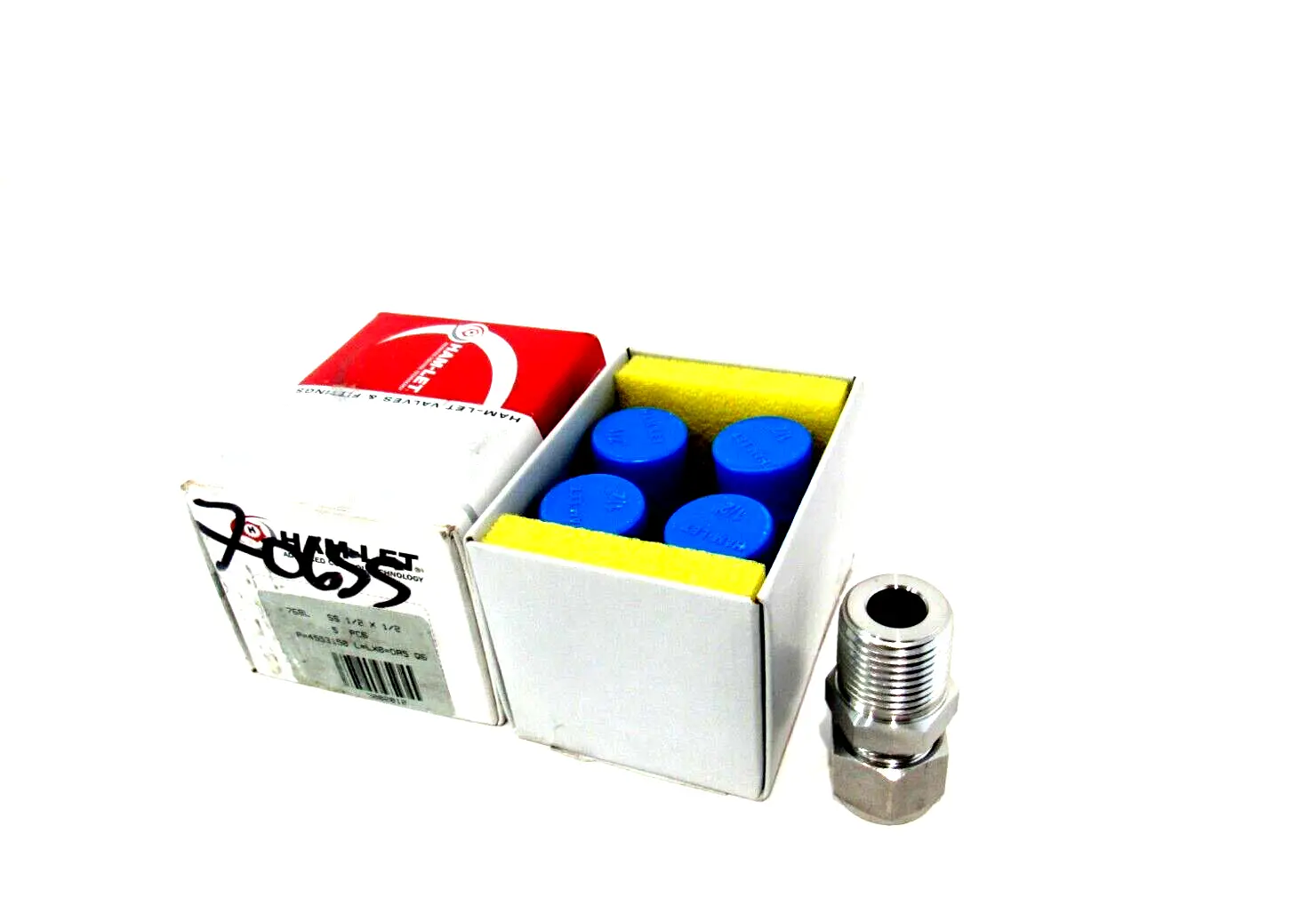 BOX OF 5 NEW HAM-LET 768L-SS-1/2-1/2 MALE STUD NPT TUBE 768LSS1212