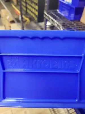 Set of 12 Akro-Mils AkroBins Blue Plastic Storage Bins with Clear Lids