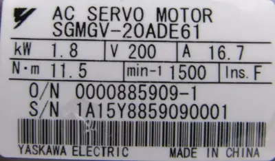 NEW YASKAWA SGMGV-20ADE61 SERVO MOTOR SGMGV20ADE61