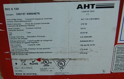 142-0468 AHT RIO S 100 Sliding Top Self Contained Freezer Merchandiser