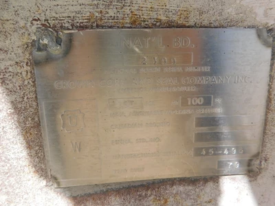 Used CROWN CORK AND SEAL Does Not Apply Pressure Vessels Ohio US | Equipment Recovery Corp. #1331450
