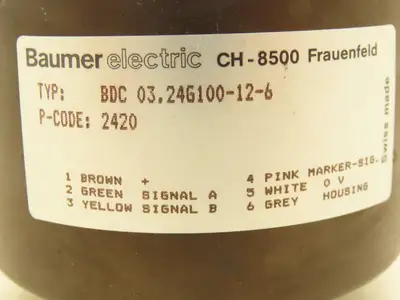 Baumer Electric BDC 03.24G100-12-6 Rotary Encoder 12mm Shaft 6-Pin