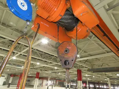 Cleveland Tramrail P&H 3 Ton Single Girder Underhung Bridge Crane 45' 10" Span