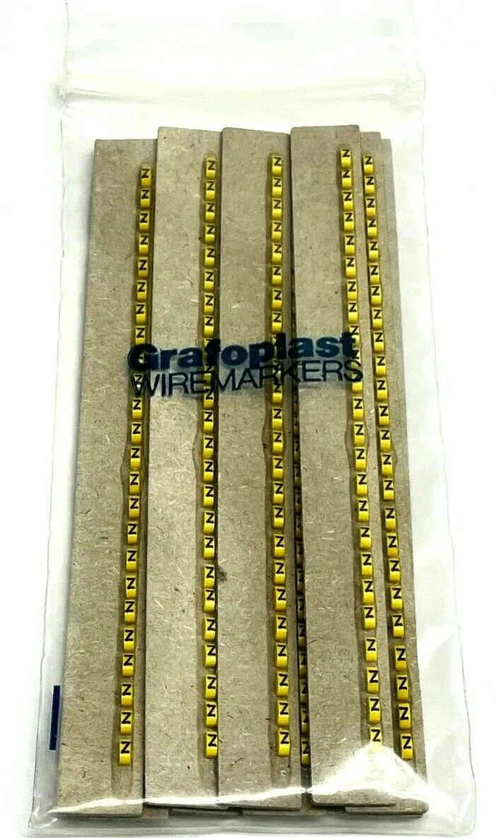 117 | Grafoplast  Wire Markers Z Black on Yellow 10 Strips - New
