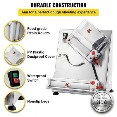 Dough sheeter -  Pizza Dough Roller Sheeter, Max 12" Automatic Commercial Dough Roller