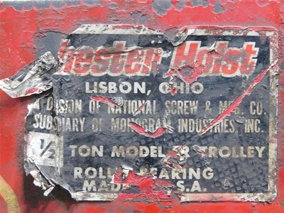 Chester Hoist 1/2 Ton Model ER Trolley Roller Bearing Used