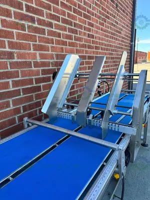 USED REDEMAC STAINLESS STEEL DUAL CONVEYOR PACKAGING MACHINE W/ OPTEL PHARMAPROOF