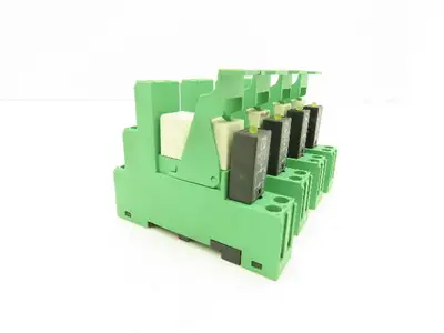Phoenix Relay w/Base 12-24VDC Din Rail Mount Lot of 4
