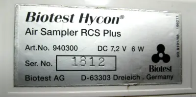 Biotest Hycon RCS Plus Microbial Air Sampler B19