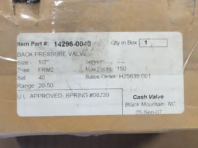 NEW 2007 CASH VALVE FRM2