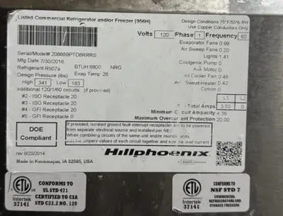 USED Hill Phoenix PTD8RRS.