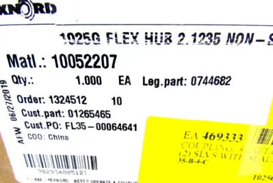 NEW REXNORD 0744682 1025G FLEX HUB 2.1235 NON-STK