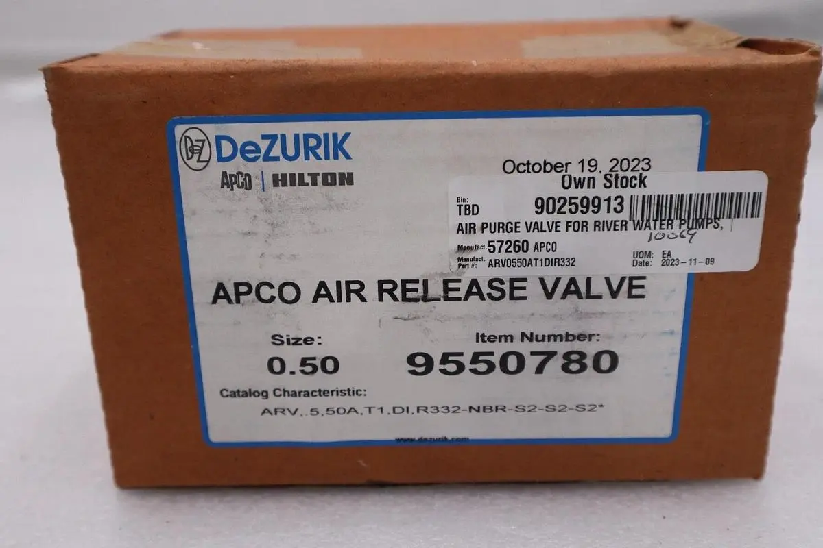 Dezurik 9550780 Apco Air Release Valve Size 0.5 NEW UNIT STOCK 5582A