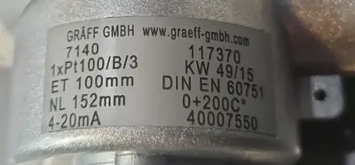 Graff Gmbh GF-8000 Thermocouple Screw in sensor loc5D24