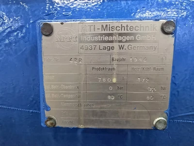 300 Liter MTI High Intensity Mixer With 780 Liter Cooler
