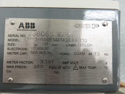 New ABB 3" Flowmeter model 10DX3111ADE14P1A2EAA1132