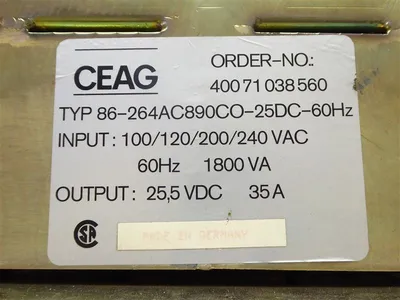 CEAG 86-264AC890CO-25DC-60Hz Power Supply Assembly 25.5VDC 35A Used