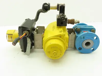 Hytork 131 Pneumatic Spring/Air Actuator 1" Flanged AKH2 Ball Valve FEP Lined