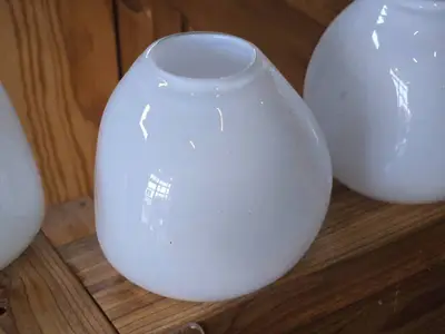 Lot of (6) Handblown Art Glass Table Vases by Holmegaard 4" x 4" (white) (rounded triangle)
