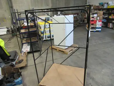 Welded Black Metal Frame Built to Fit Onto Pallets with Angled Roof - Perfect for Projects