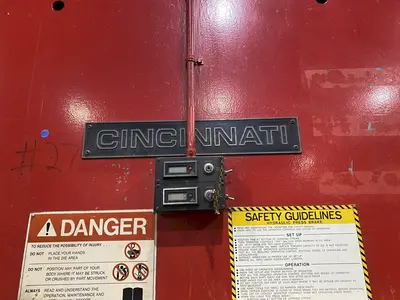 230 TON X 10' CINCINNATI MODEL #230-8AS HYDRAULIC CNC PRESS BRAKE W/ UPGRADED CONTROLS: STOCK #19386