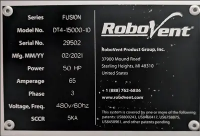 Used 2021 ROBOVENT DT4-15000-10 Dust Collectors Michigan US | iGAM Industrial Marketplace #77045