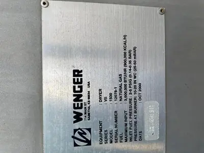 Used 2000 WENGER 1500 SERIES VII Fluid Bed Dryers Texas US | Bakery Machinery and Engineering #1770248