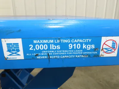 Bishamon Optimus Hydraulic Lift Table 2000lbs Lift2K 30" Travel 36x48" Top 1Ph