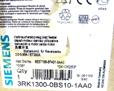 NEW SIEMENS 3RK1300-0BS10-1AA0 STARTER 3RK13000BS101AA0