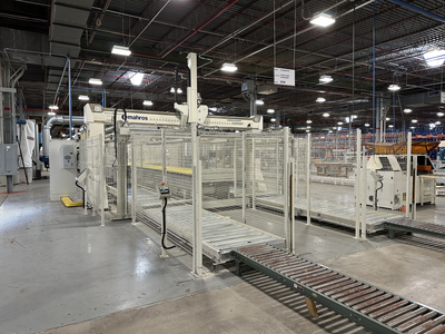 Stefani Evolution SSB Double-Sided Edgebander w/ Mahros Automatic Vacuum Loading & Unloading