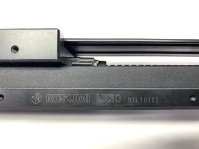 USED MISUMI SINGLE AXIS ACTUATOR W/ COVER 300MM LONG 54MM TABLE LENGTH 80MM W