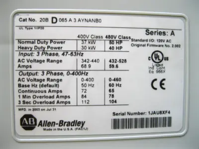 USED Allen-Bradley 20B-D065A3AYNANB0