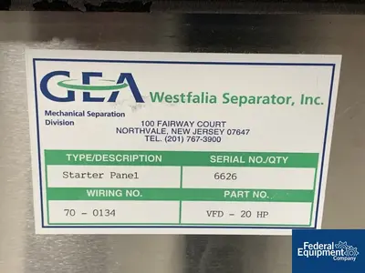 USED Westfalia Westfalia Disc Centrifuge, Model CSC 20-06-476, S/S