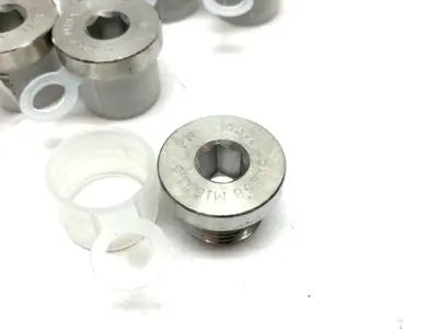 Inner Hex Head M18x1.5 Pipe Fitting Plug, Stainless Steel w/ Seal LOT OF 6