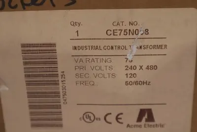 ACME ELECTRIC CE750N008 240 X 480 VOLTS - STOCK CC167
