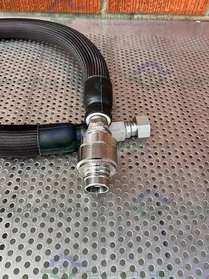 USED HUBER INSULATED CHILLER HOSE 53" W/ 1" FEMALE THREADED TO 1" QUICK DISCONNECT